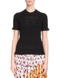 Kenzo Fitted Knit Sweater with Ruffled Trim at Neiman Marcus